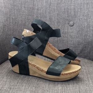 Black Wedge Sandals